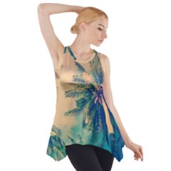 Palm Trees Beauty Nature Clouds Summer Side Drop Tank Tunic