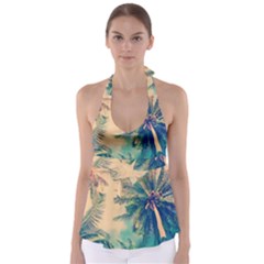 Palm Trees Beauty Nature Clouds Summer Tie Back Tankini Top