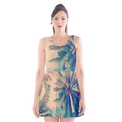 Palm Trees Beauty Nature Clouds Summer Scoop Neck Skater Dress