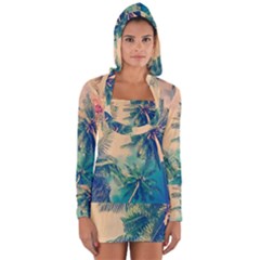 Palm Trees Beauty Nature Clouds Summer Long Sleeve Hooded T-shirt