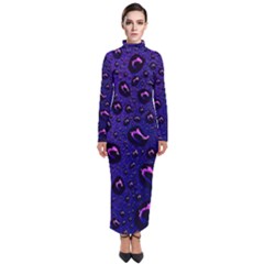 Purple Waterdrops Water Drops Turtleneck Maxi Dress