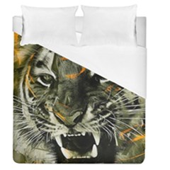 Angry Tiger Animal Broken Glasses Duvet Cover (queen Size)