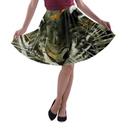 Angry Tiger Animal Broken Glasses A-line Skater Skirt