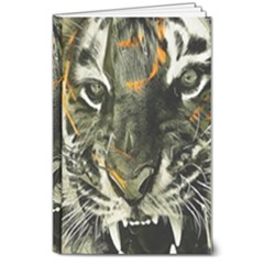 Angry Tiger Animal Broken Glasses 8  X 10  Hardcover Notebook by Cemarart