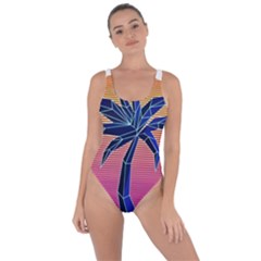 Abstract 3d Art Holiday Island Palm Tree Pink Purple Summer Sunset Water Bring Sexy Back Swimsuit by Cemarart
