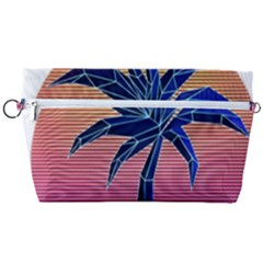 Abstract 3d Art Holiday Island Palm Tree Pink Purple Summer Sunset Water Handbag Organizer by Cemarart