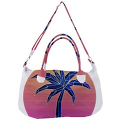 Abstract 3d Art Holiday Island Palm Tree Pink Purple Summer Sunset Water Removable Strap Handbag