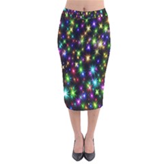 Star Colorful Christmas Abstract Velvet Midi Pencil Skirt