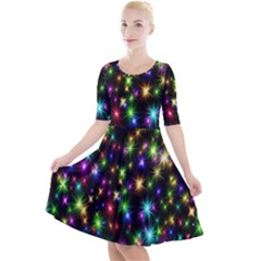 Star Colorful Christmas Abstract Quarter Sleeve A-line Dress