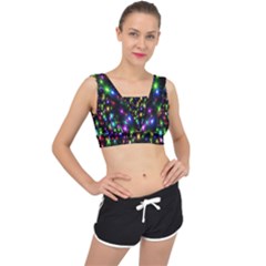 Star Colorful Christmas Abstract V-back Sports Bra