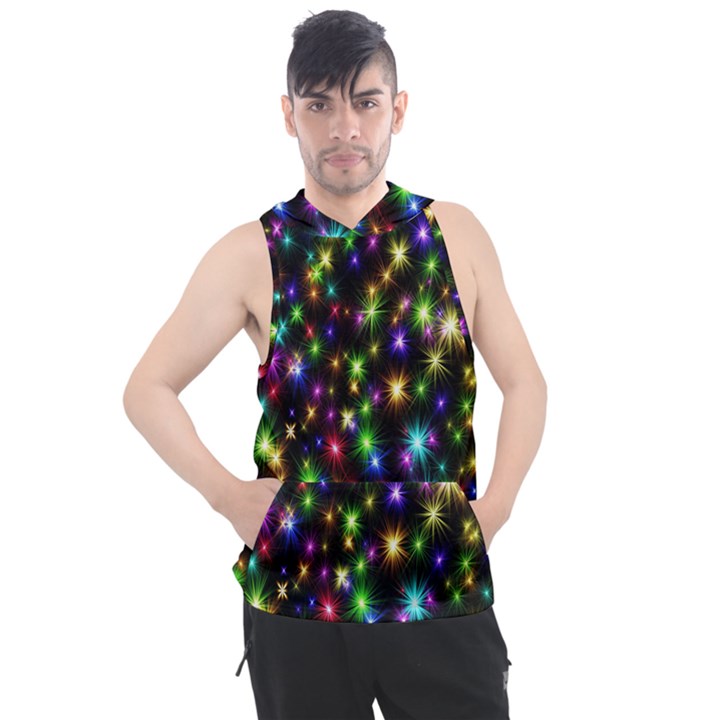 Star Colorful Christmas Abstract Men s Sleeveless Hoodie