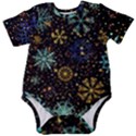 Gold Teal Snowflakes Baby Short Sleeve Bodysuit View1