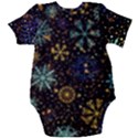 Gold Teal Snowflakes Baby Short Sleeve Bodysuit View2