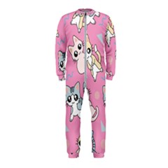 Cute Animal Little Cat Seamless Pattern Onepiece Jumpsuit (kids) by Grandong