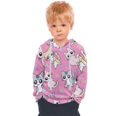 Cute Animal Little Cat Seamless Pattern Kids  Overhead Hoodie by Grandong