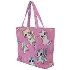 Cute Animal Little Cat Seamless Pattern Zip Up Canvas Bag by Grandong