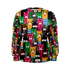 Cat Funny Colorful Pattern Women s Sweatshirt by Grandong