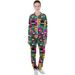 Cat Funny Colorful Pattern Casual Jacket And Pants Set by Grandong