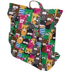 Cat Funny Colorful Pattern Buckle Up Backpack