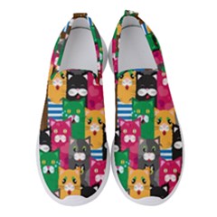 Cat Funny Colorful Pattern Women s Slip On Sneakers by Grandong