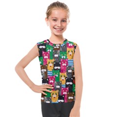 Cat Funny Colorful Pattern Kids  Mesh Tank Top by Grandong