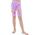 Pink Flowers Pattern Kids  Mid Length Swim Shorts View1