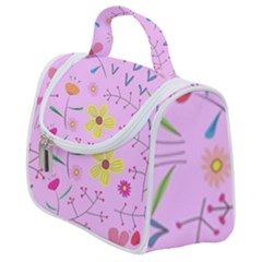 Pink Flowers Pattern Satchel Handbag by Grandong