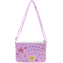 Pink Flowers Pattern Double Gusset Crossbody Bag