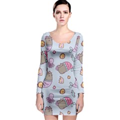 Pusheen Cat Cute Long Sleeve Bodycon Dress by Grandong