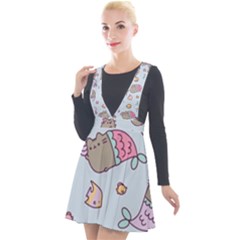 Pusheen Cat Cute Plunge Pinafore Velour Dress