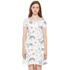 Unicorn Diamond Rainbow Shooting Star Inside Out Cap Sleeve Dress by Grandong