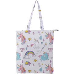 Unicorn Diamond Rainbow Shooting Star Double Zip Up Tote Bag by Grandong