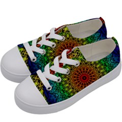 Rainbow Mandala Abstract Pastel Pattern Kids  Low Top Canvas Sneakers by Grandong