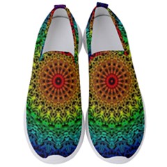 Rainbow Mandala Abstract Pastel Pattern Men s Slip On Sneakers