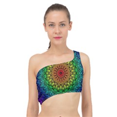 Rainbow Mandala Abstract Pastel Pattern Spliced Up Bikini Top  by Grandong