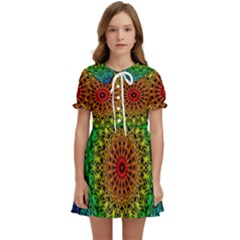 Rainbow Mandala Abstract Pastel Pattern Kids  Sweet Collar Dress by Grandong