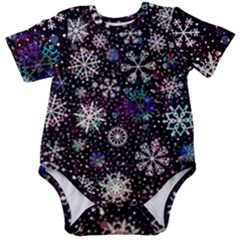 Shiny Winter Snowflake Baby Short Sleeve Bodysuit by Grandong