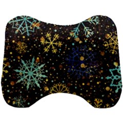 Gold Teal Snowflakes Head Support Cushion by Grandong