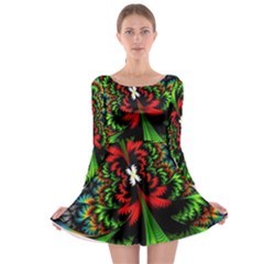 Kaleidoscopic Tropic Long Sleeve Skater Dress