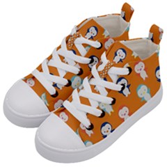 Cute Penguin Funny Pattern Kids  Mid-top Canvas Sneakers by Grandong