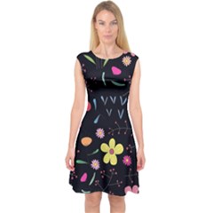 Beautiful Flower Plants Aesthetic Secret Garden Capsleeve Midi Dress by Grandong