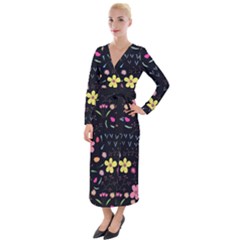 Beautiful Flower Plants Aesthetic Secret Garden Velvet Maxi Wrap Dress by Grandong