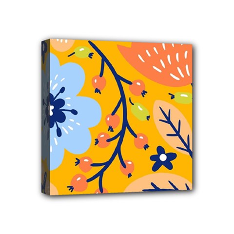 Floral Pattern Adorable Beautiful Aesthetic Secret Garden Mini Canvas 4  X 4  (stretched) by Grandong