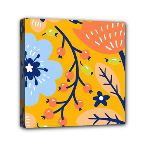 Floral Pattern Adorable Beautiful Aesthetic Secret Garden Mini Canvas 6  X 6  (stretched) by Grandong