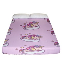 Unicorn Clouds Colorful Cute Pattern Sleepy Fitted Sheet (king Size) by Grandong