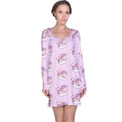 Unicorn Clouds Colorful Cute Pattern Sleepy Long Sleeve Nightdress by Grandong