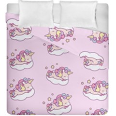 Unicorn Clouds Colorful Cute Pattern Sleepy Duvet Cover Double Side (king Size) by Grandong