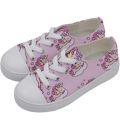 Unicorn Clouds Colorful Cute Pattern Sleepy Kids  Low Top Canvas Sneakers by Grandong