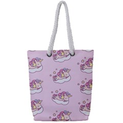 Unicorn Clouds Colorful Cute Pattern Sleepy Full Print Rope Handle Tote (small) by Grandong