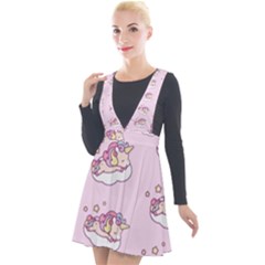 Unicorn Clouds Colorful Cute Pattern Sleepy Plunge Pinafore Velour Dress by Grandong